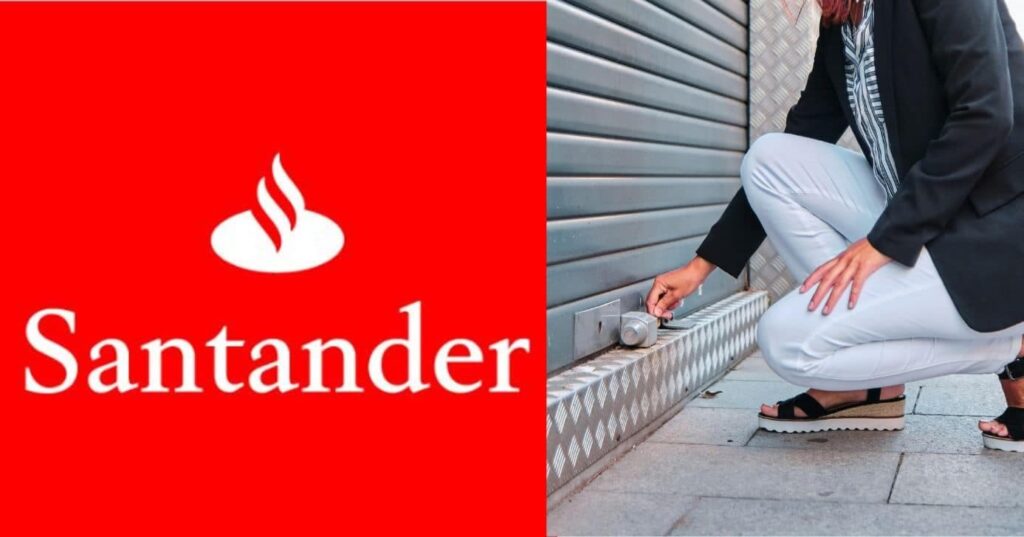 Agência do Banco Santander com portas fechadas após anúncio de encerramento de unidades no Brasil